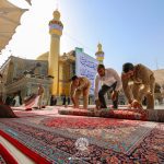 مفروش کردن صحن مطهر امیرالمؤمنین علیهالسلام با ۵۲۰ تخته فرش نفیس
